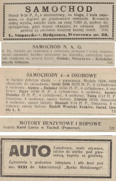 francuskie - Jak wyglądały ogłoszenia o sprzedaży samochodów w 1926 roku?
- samochod...