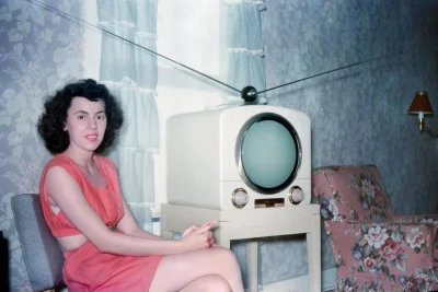 starnak - Woman with her new television set, circa 1948