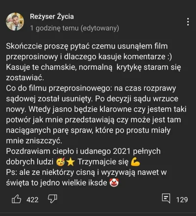 Canzone_ - Reżyser Życia pozwał Gargamela i wyzywa ludzi od plebsów (screen w komenta...