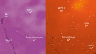 kamil-98 - W Borze na dworze dziś -44 °C. W Nijali tuż obok niewielkiej hali +32 °C. ...