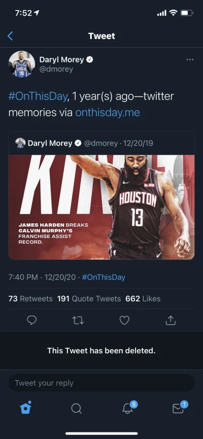 Weed233 - za takie coś dostał 50k kary xDD 

76ers president Daryl Morey has been f...