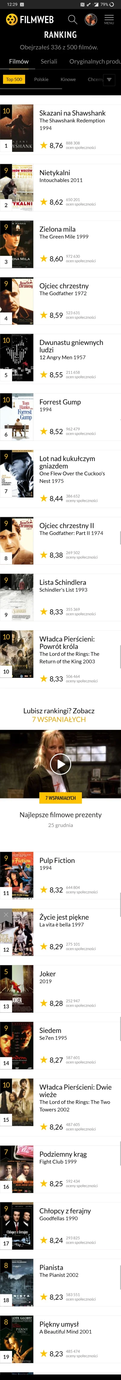 kopszmercen - @Adriarro: na początek wystarczy top 500 z Filmwebu :)