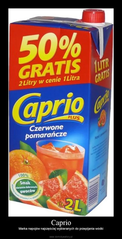 Marcinnx - > skoro wódka dobra to po co sok? ( ͡° ͜ʖ ͡°)

@MG78: racja, napój Capri...