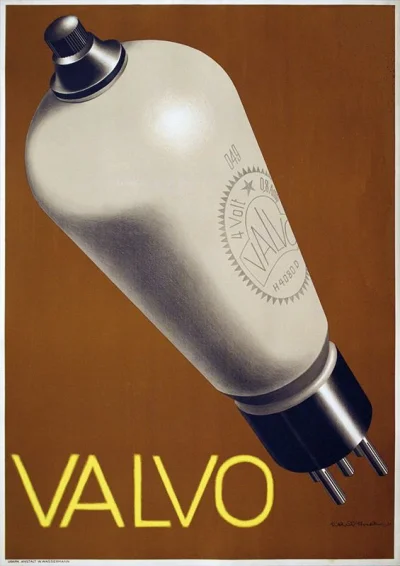 Borealny - Swiss radio ad poster for Valvo - 1931