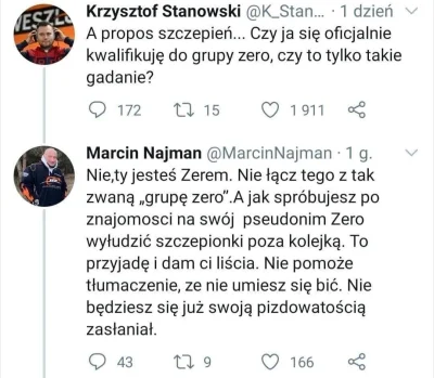 Kowal13 - Kolega Najmana. Czekam tylko jak się zaszczepi bez kolejki.