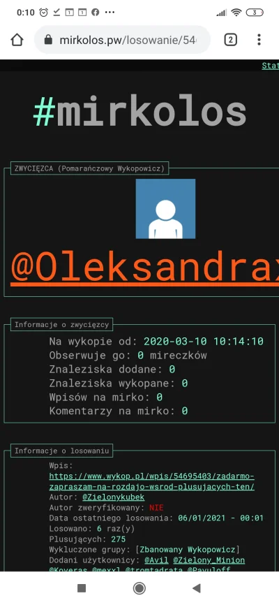 Zielonykubek - Drugi zwycięzca @Oleksandraxx (odblokuj wiadomości prywatne lub napisz...