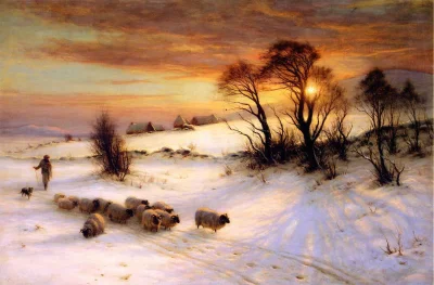 Hoverion - Joseph Farquharson 1846-1935
Herding Sheep in a Winter Landscape at Sunse...