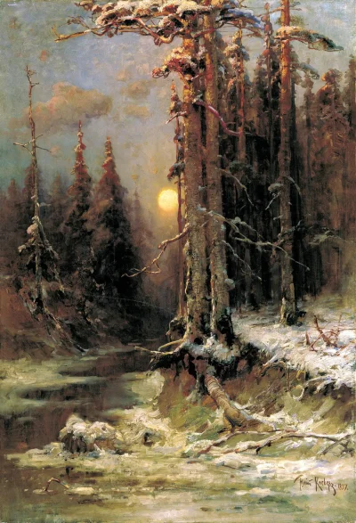 Hoverion - Julius von Klever 1850-1924 
Zimowy wieczór, 1897, olej na płótnie
#mala...