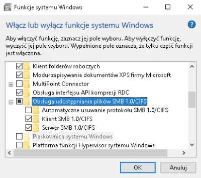 jack_ - @kwanty: Przestali obsługiwać CIFS 1.0 w Windows 10 - musisz to świadomie włą...