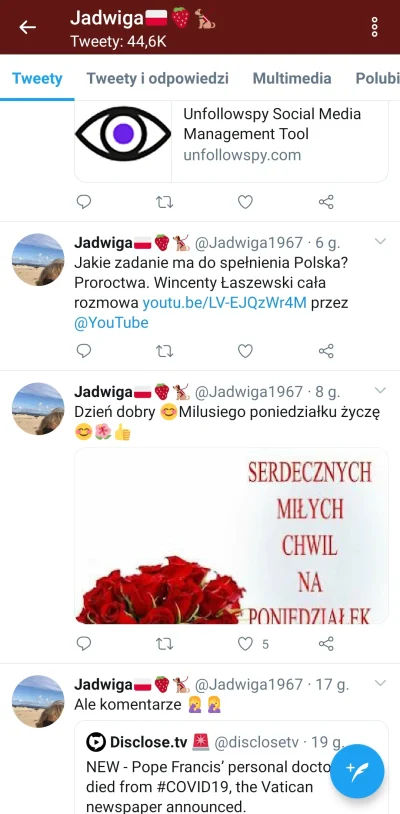 Rzlk - @PreczzGlowna: moim zdaniem to jest jakieś trollkonto. Jadwiga tweetuje 3 razy...