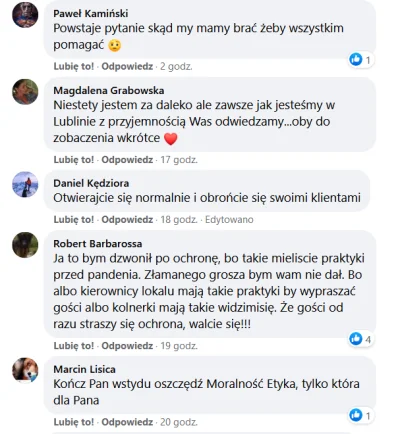 galo86 - Screen z fb jednej z restauracji pod postem nt zbiórki na zrzutka. Nie każde...