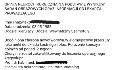 demontre - Odpowiedź z Kliniki Neurochirurgii w Poznaniu. Od początku było wiadomo, ż...