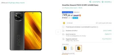 Brydzo - Smartfon Xiaomi POCO X3 6 GB / 64 GB szary z oficjalnego sklepu na Allegro z...