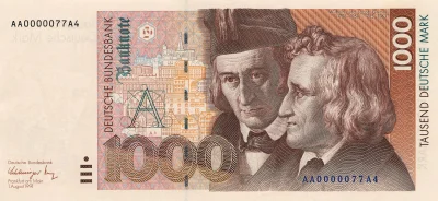 BobMarlej - Gdyby tak pomyśleć, to jednak Niemcy mieli banknot 1000 DM z braćmi Grimm...