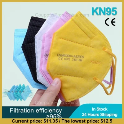 n_____S - 60Pcs Face Mask FFP2 White/Black/Pink/Blue/Yellow/Red/Gray/Gold dostępny je...