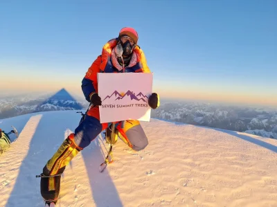 Artktur - Pierwsze zdjęcie ze szczytu K2 zimą 

Sona Sherpa trzymający banner Seven...