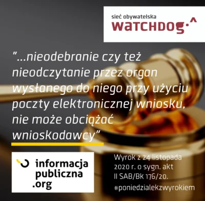 WatchdogPolska - Wniosek o informację publiczną wpadł do spamu i stąd brak odpowiedzi...