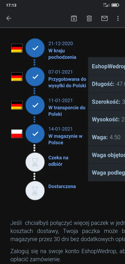 Kecq - @Veriael: jak na screenie. Była to pierwsza dostawa z Niemiec do Polski po świ...