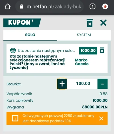 action90 - @action90: atrakcyjny kurs, co myślicie, ma szansę? #kanalsportowy #pilkan...