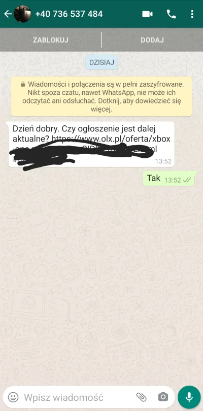 xspeditor - Ciekawi mnie co to za scam będzie, że piszą na WhatsApp a nie w wiadomośc...