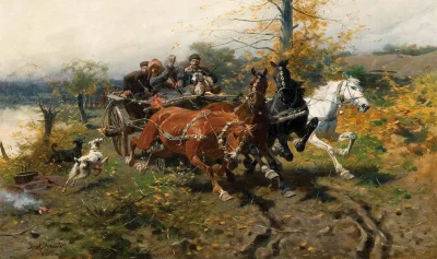 HaHard - Józef Brandt (1841 - 1915)
"Rozpędzony zaprzęg". ok. 1900 
Olej na płótnie...