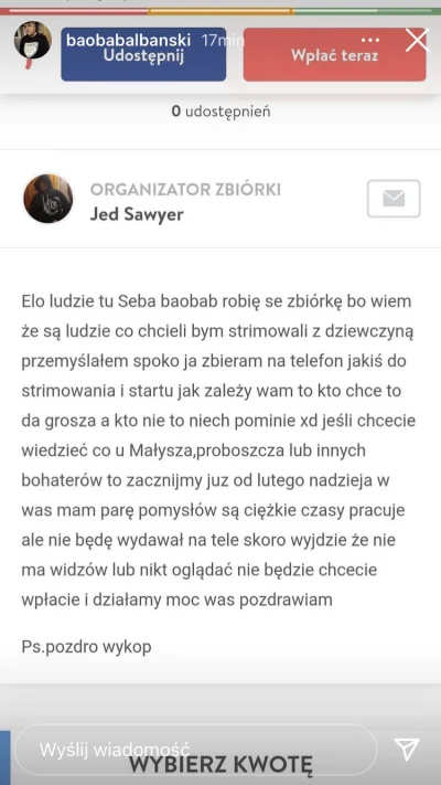 takwlasniebylo - teraz trzeba zgłaszać kolejną zbiórkę ( ͡° ͜ʖ ͡°) 

https://pomagam....