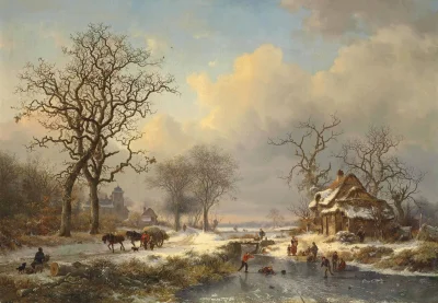 Hoverion - Frederik Marinus Kruseman 1816-1882
Zimowy krajobraz z dziećmi bawiącymi ...