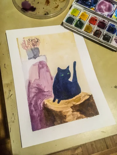 LisiOgon - Mirabelka @hejk4 wrzucała kiedys takie zdjecie swojego kote, i namalowałam...