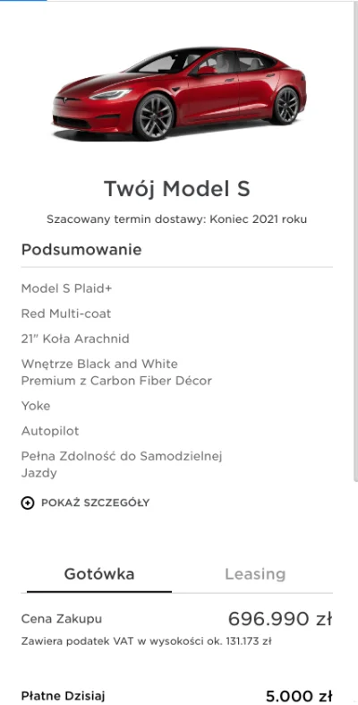 anonimowy_programista - Wymaxowana wersja Modelu S do zamówienia do Polski: 696 990 z...