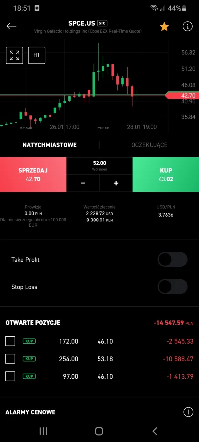 Nwojtek - @seba991: ja mam podobnie z akcjami virgin, kupiłem wczoraj na górce, tylko...