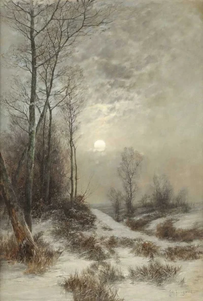 Hoverion - Johann Jungblut 1860-1912 
Las zimą w świetle księżyca, olej na płótnie, ...