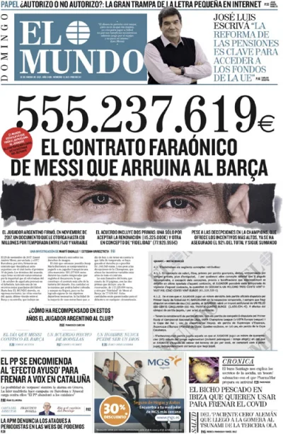 Huor - „555 237 619 euro - faraoński kontrakt Messiego, który rujnuje Barcelonę” – El...