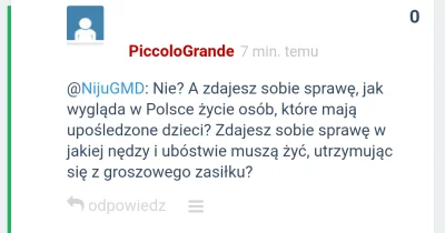 PiccoloGrande - 1. Zadaj użytkownikowi @NijuGMD pytanie o standard życia osób opiekuj...