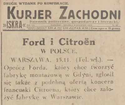 francuskie - Citroen i Ford chcą zainwestować w Polsce
donosił Kurjer Zachodni w lis...