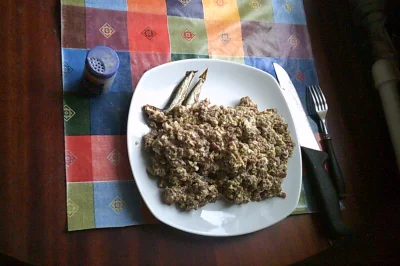 anonymous_derp - Dzisiejsze śniadanie: Smażona wołowina mielona z 4 jajkami, wędzone ...