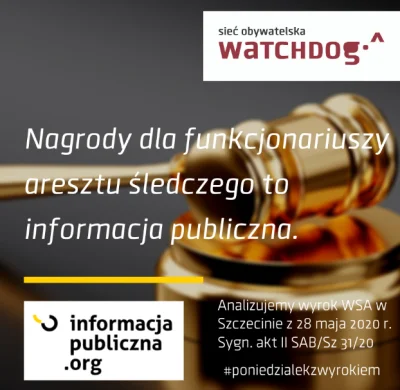 WatchdogPolska - W dzisiejszym #poniedzialekzwyrokiem przyglądamy się wyrokowi WSA w ...