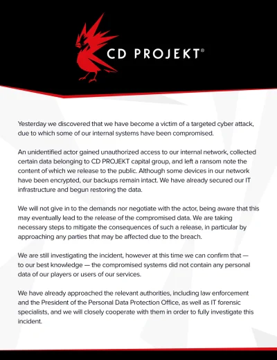 k.....k - treść wiadomości w komentarzu
#cdprojektred #wiedzmin3 #cyberpunk2077 #cdp...