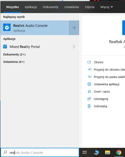 A.....u - wpisałem w pasku wyszukiwania programów windows10 fraze realtek