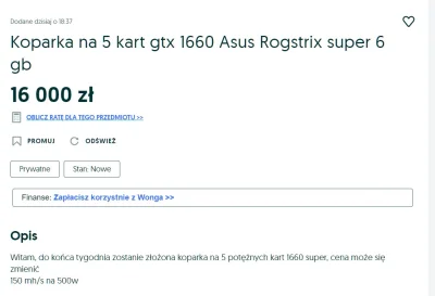 BobekNierobek - #olx #pcmasterrace #kryptowaluty

Ostrożnie. Potężna koparka.