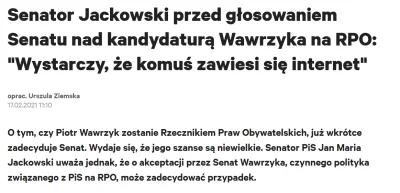 g.....a - Senatorowi Jackowskiemu proponuję następnym razem wyłączyć internet w całej...