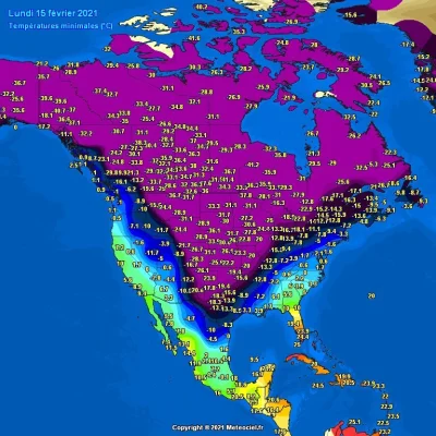 K.....z - Zanotowana temperatura minimalna w Ameryce Północnej w tym w USA i Kanadzie...