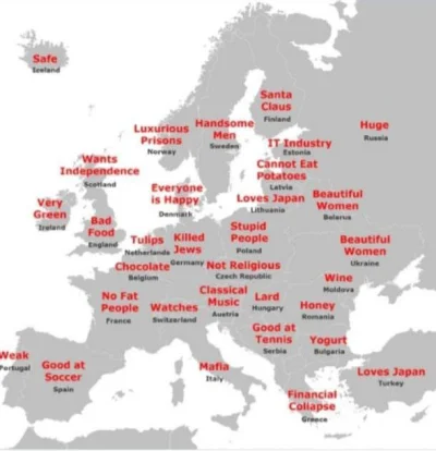 pcstud - Oto jak Japończycy myślą o mieszkańcach Europy w poszczególnych krajach, na ...