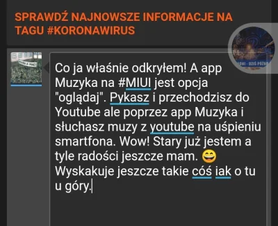 ulan_mazowiecki - Co ja właśnie odkryłem! W app Muzyka na #MIUI jest opcja "oglądaj"....