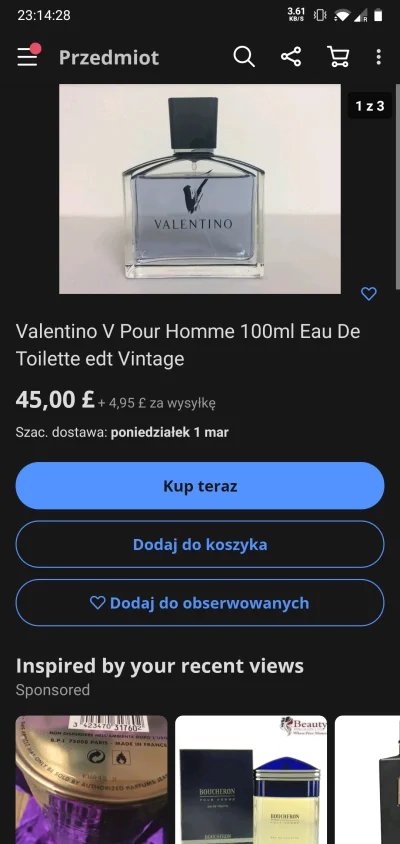 Volan - Okazja (o ile to nie fejk)
https://www.ebay.co.uk/itm/Valentino-V-Pour-Homme-...