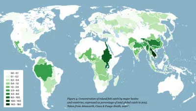 cieliczka - Na świecie jest 18 075 gatunków ryb słodkowodnych, a mapka pokazuje konce...