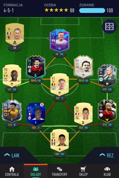 szczerbinho - Co tu zmienić? Budżet 250tyś +Mane, KDB i Varane. In game 442
#fut