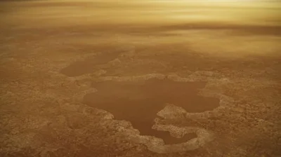 ntdc - Artystyczna koncepcja jeziora na północnym biegunie księżyca Saturna Tytana il...