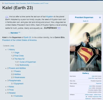 apo - Był i to dawno. https://dc.fandom.com/wiki/Kalel(Earth23)

To nie jest postać...