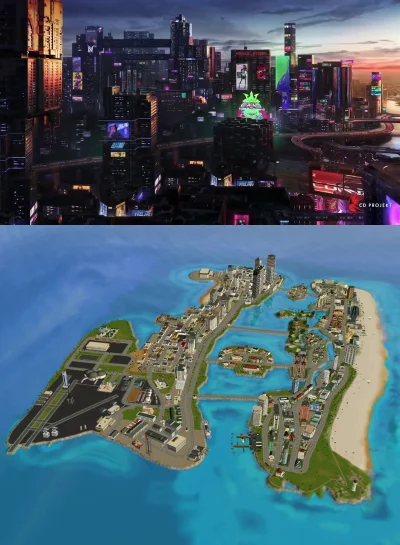 wykopowicz_ka - W ogóle patrząc na Night City z #cyberpunk2077, a Vice City z #gtavic...