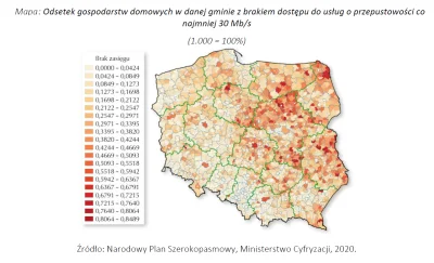 Lolenson1888 - Mapa Polski z podziałem na odsetek gospodarstw domowych w każdej gmini...